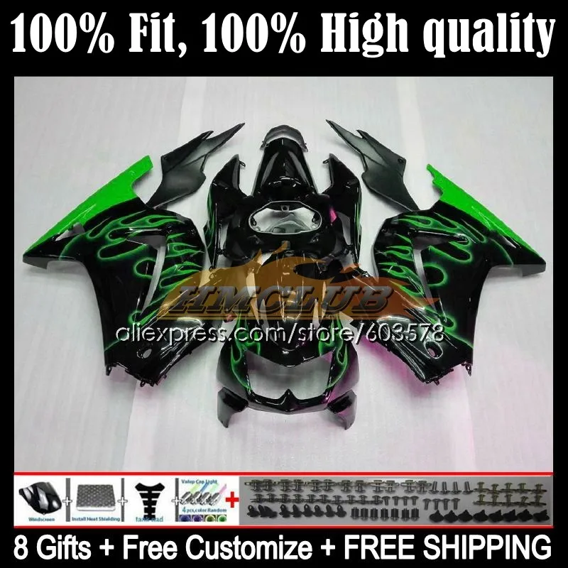 

Инъекция для KAWASAKI NINJA ZX 250R EX 250 ZX-250R 67CL.69 ZX250R 08 09 10 11 12 EX250 2008 2010 2011 2012 обтекатель с зеленым пламенем