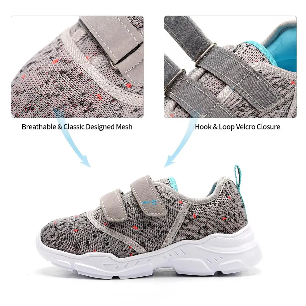 

EIGHT KM Boys and Girls Toddler/Little/Big Kid Lightweight Breathable Colorful Dotted Suede Velcro Sneakers School Casual Shoes