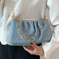 metal chain tote bags womens quality soft leather shoulder handbags pleated crossbody bag female luxury brand messenger bag sac
