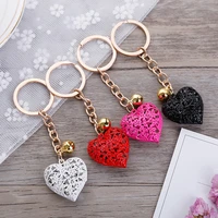 new metal heart hollow out keychain couple love pendant key rings girls valentines day gift bag key accessory
