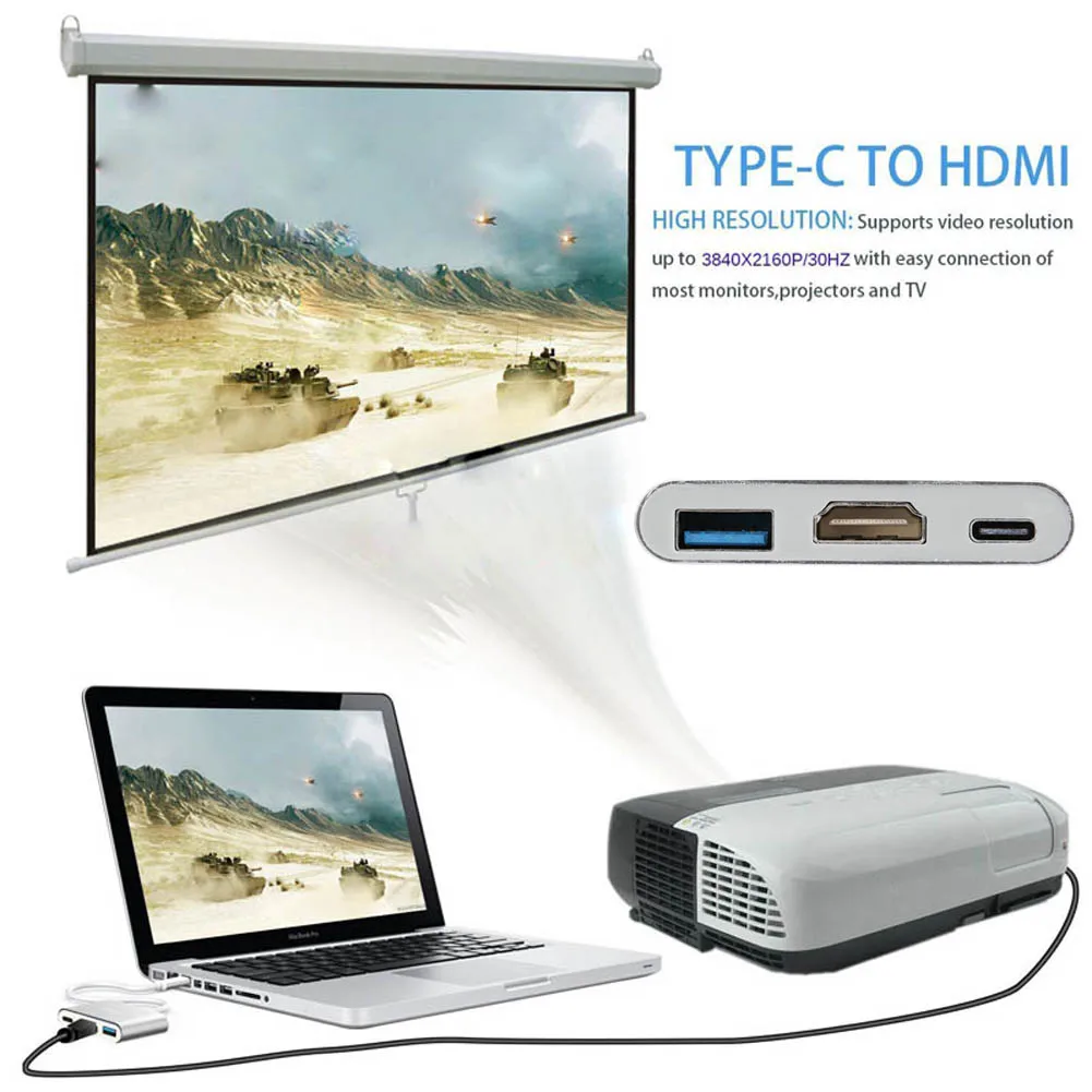 Newly Type C USB 3.1 to HDMI / 3.0 Adapter Charging Port Aluminum Material for Macbook 999 |