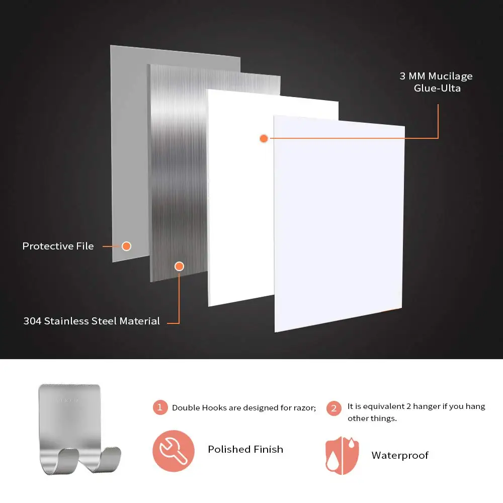 2 шт. самоклеящиеся крючки вешалки из нержавеющей стали|Крючки и направляющие| |
