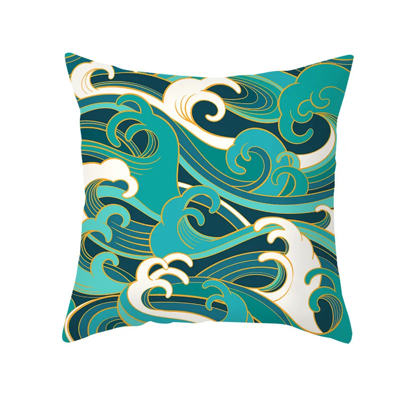 

Geometric Cushion Covers for Home Sofa Chair Decorative Pillowcases 45x45 Cushion Cover Blue Agate Leaves Wave Throw Pillow Case
