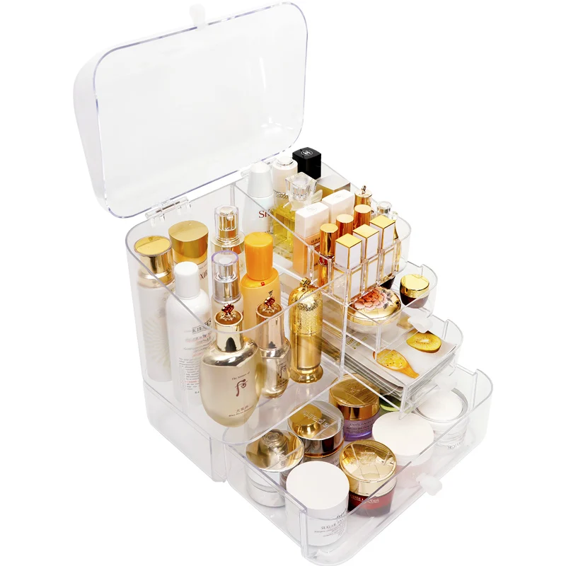 Модный акриловый Органайзер для макияжа косметическая коробка хранения большая
