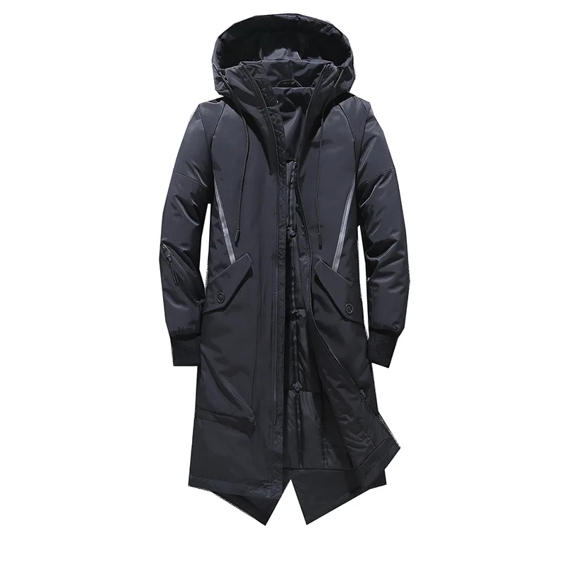 2019 зимняя длинная куртка на утином пуху мужские брендовые Толстые Мужские