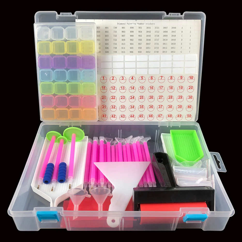 

126/127/128pcs Diamond Painting Tools sets 5D Diamond Painting Accessories Kits Storage Box Roller Point Sticker Drill Pen Set