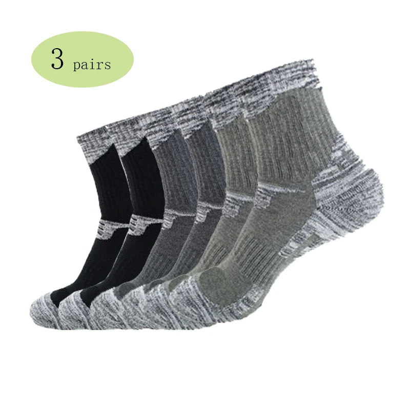 

3 pairs Men's Trekking Socks Cotton Nonslip Athletic Sports Sock Comfort Breathable for Outdoor Hiking Walking Running