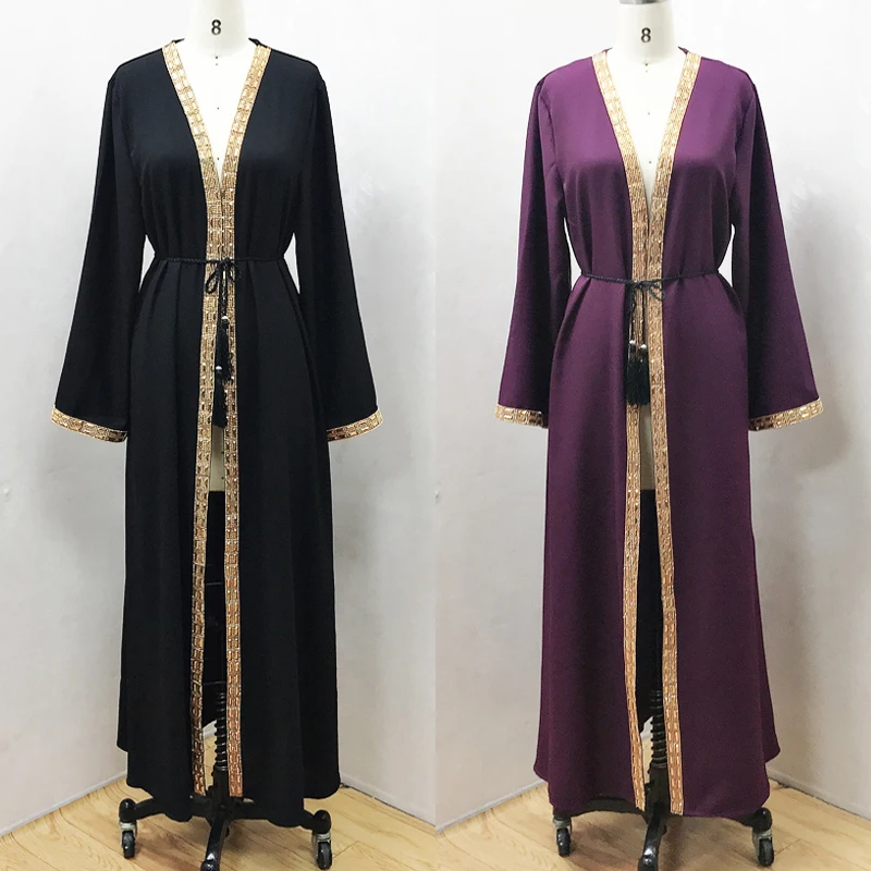 F864New мусульманское платье Абая для женщин baju мусульманский wanita марокканский