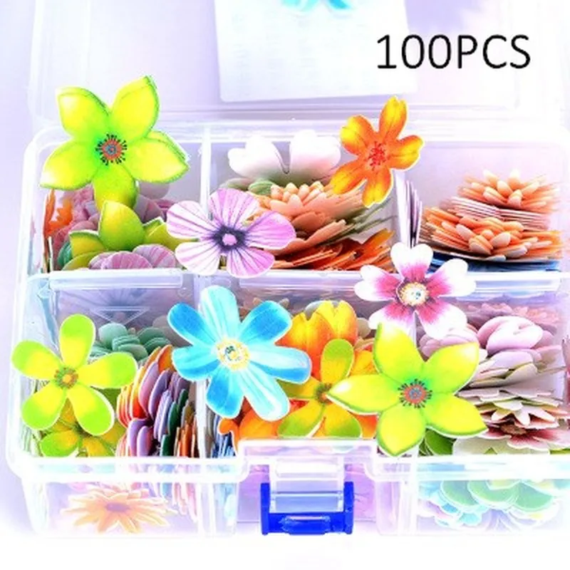 100 шт. цветы в виде бабочки для покера съедобные клейкие вафли рисовая бумага