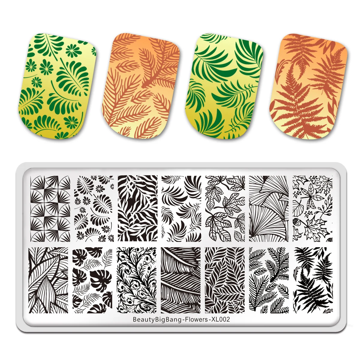 

BeautyBigBang Nail Stamping Plates Leaves Design Pattern Nail Art Image Stamp Template Tools Nail Design Stencil