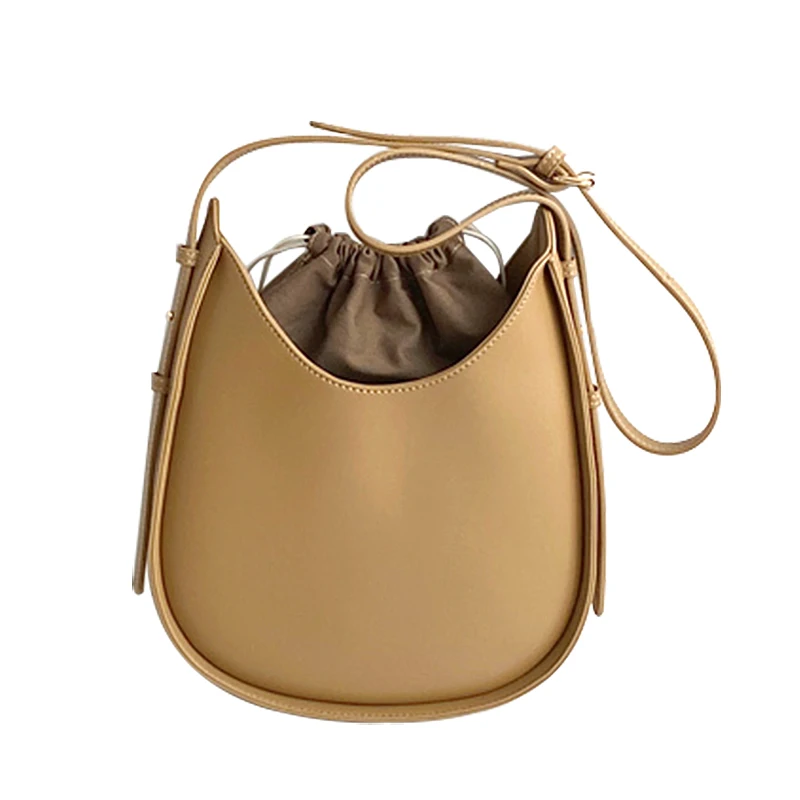 

Niche Design Bag Women's 2020 Autumn New Japanese Personalized Vintage Drawstring Simple Single Shoulder Bucket Bag