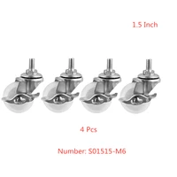 4 pcslot casters spot 1 5 inch white pp screw brake wheel m6 caster diameter 40mm small for shelf