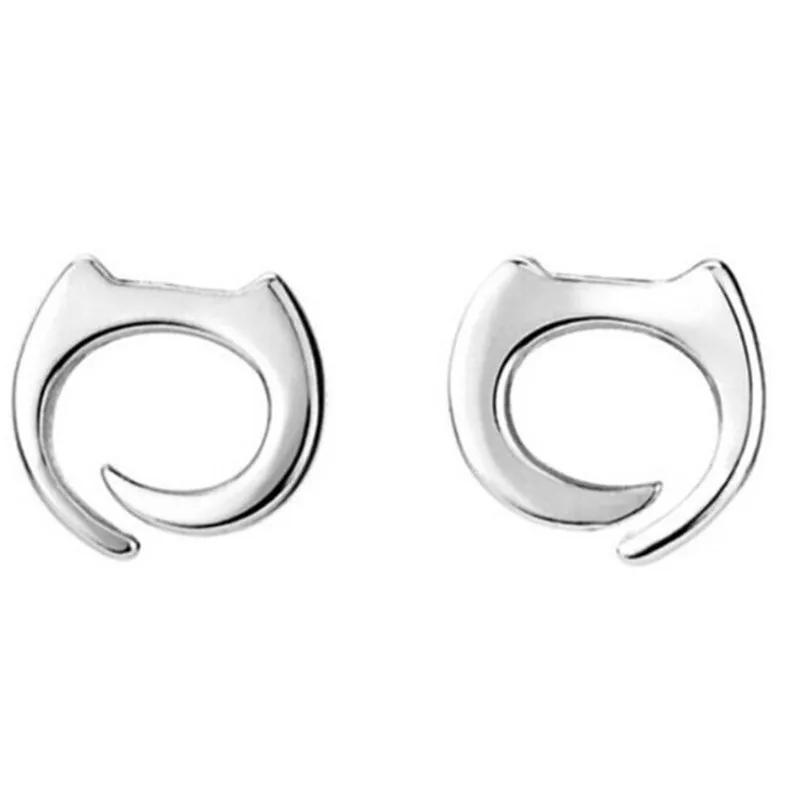 

Elegant Hollow Cat Shape Stud Earrings for Women Minimalist style 925 Sterling Silver Fashion Jewelry Bijoux Creative Gift SE238