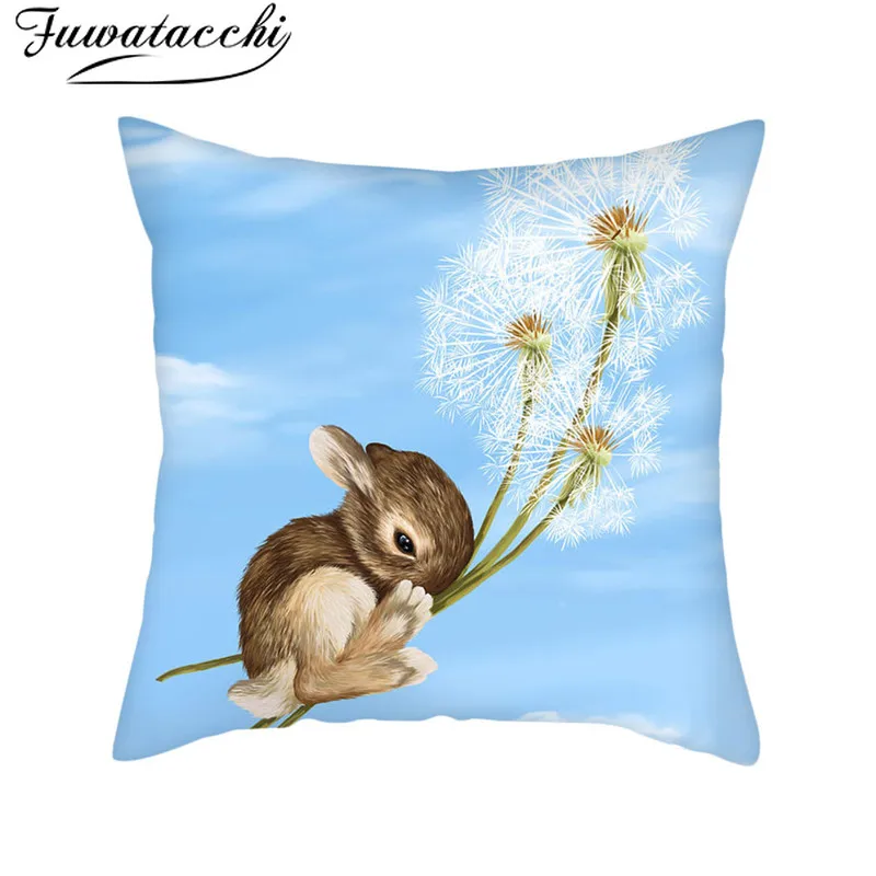 Fuwatacchi Cartoon Rabbit Cushion Cover Cute Panda Birds Animal Pillow for Home Sofa Decorative Cases 45x45cm New | Дом и сад