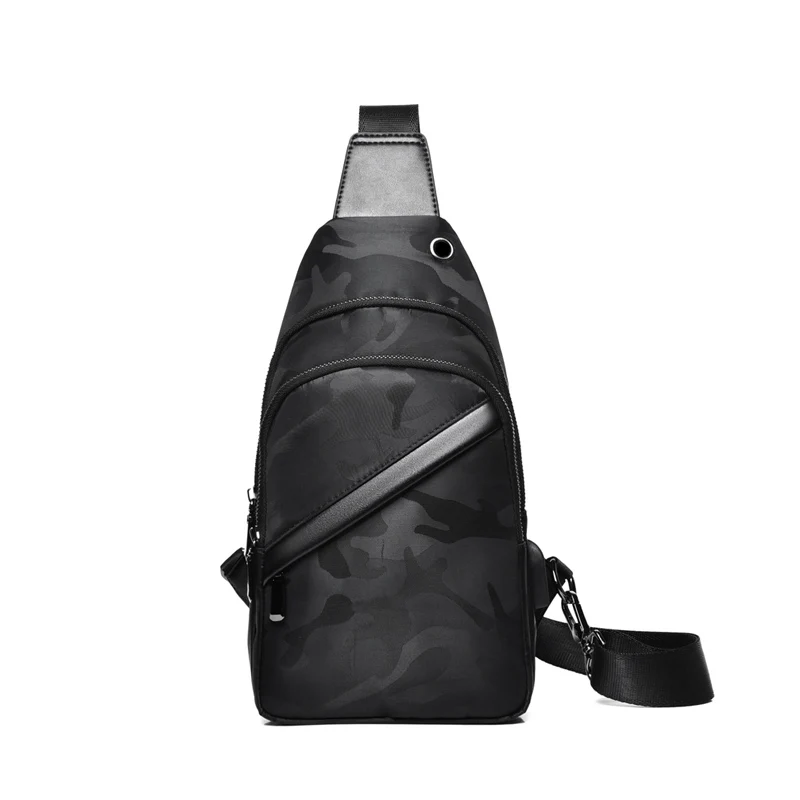 Новинка черная нагрудная сумка мужская повседневная через плечо USB зарядка