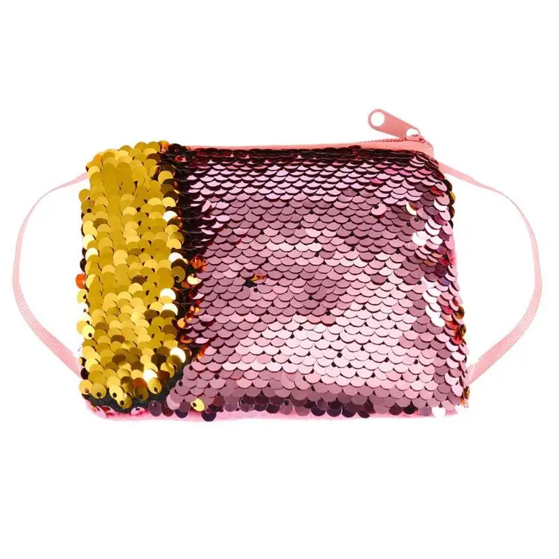 Pink Русалка Блестки портмоне квадратный кошелек дети девушки сверкающие клатчи сумки - Цвет: Pink