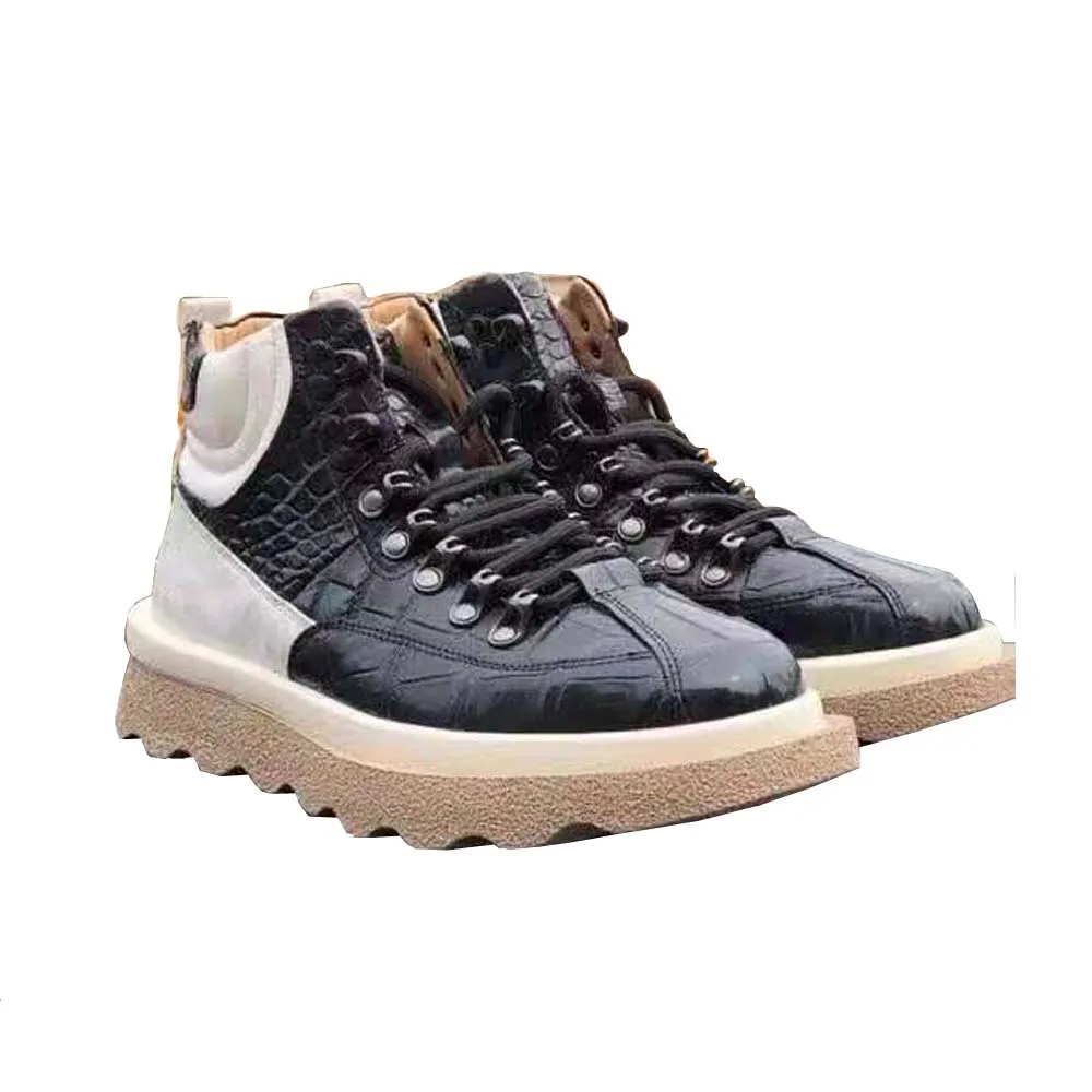 

ourui men boots crocodile leather men boots men crocodile boots male Joining together Ostrich leather men boots