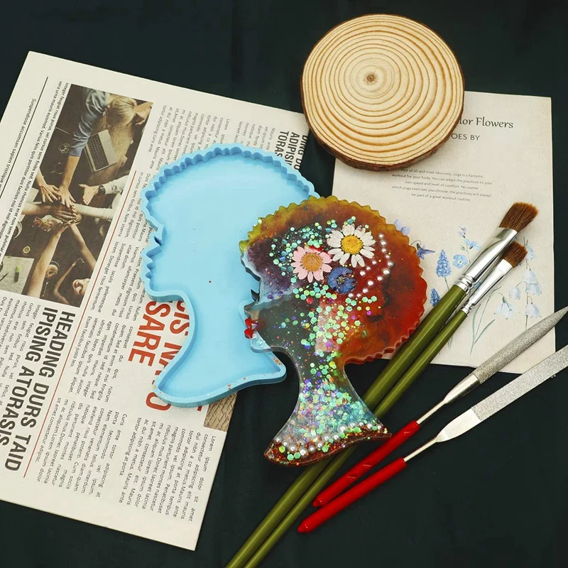 Форма для подноса из смолы 2 шт. форма афро-женщин силиконовой большая в форме