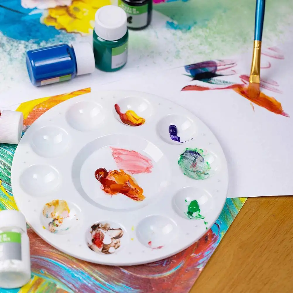 

New Mini Round Paint Palette Tray Ceramics for Acrylic Oil Watercolor Gouache Craft DIY Art Painting Easy to Wash White Palette