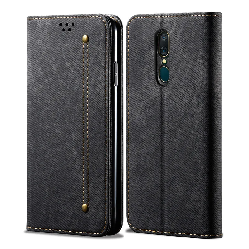 

Retro Flip Case For Oppo A5 2020 A9 2020 Case Denim Fabirc Stand Wallet Back Cover For Oppo A5 2020 Fundas