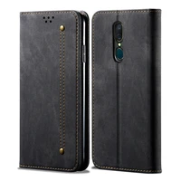retro flip case for oppo a5 2020 a9 2020 case denim fabirc stand wallet back cover for oppo a5 2020 fundas