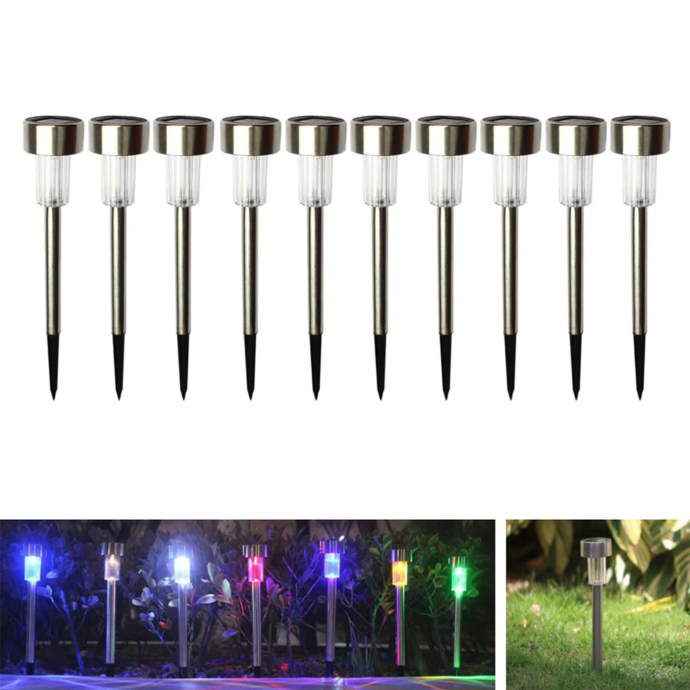1-10 шт./лот светодиодный светильник для газона из нержавеющей стали на солнечной