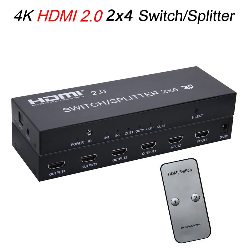 HDMI 2 0 2x4 переключатель сплиттер 3D 4K 60 Гц 2x2 аудио адаптер видео конвертер для PS4