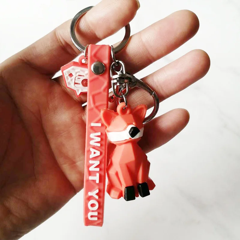 

Colored geometric faceted doll unicorn dinosaur fawn key chain pendant cute panda strip best car family bag accessory tag
