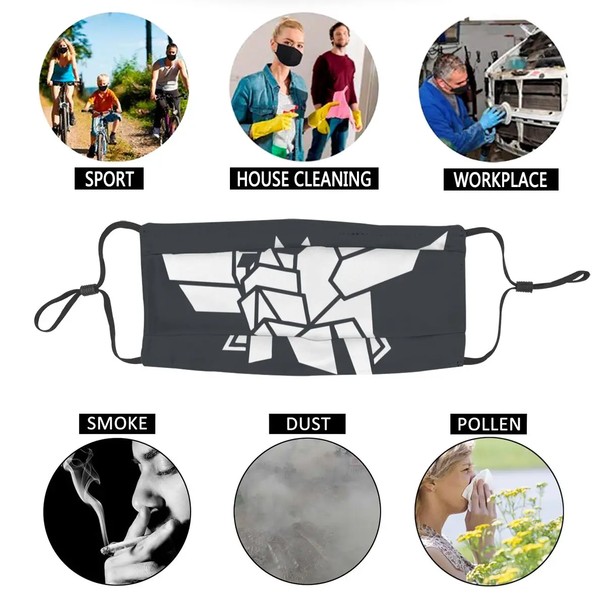 

Goldorak UFO Robot Grendizer Reusable Mouth Face Mask Pattern Anti Haze Dustproof Protection Cover Respirator Mouth Muffle