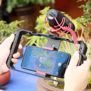 1pcs phone video camera cage handheld stabilizer film making rig for smartphone hand grip bracket mobile phone stabilizer free global shipping