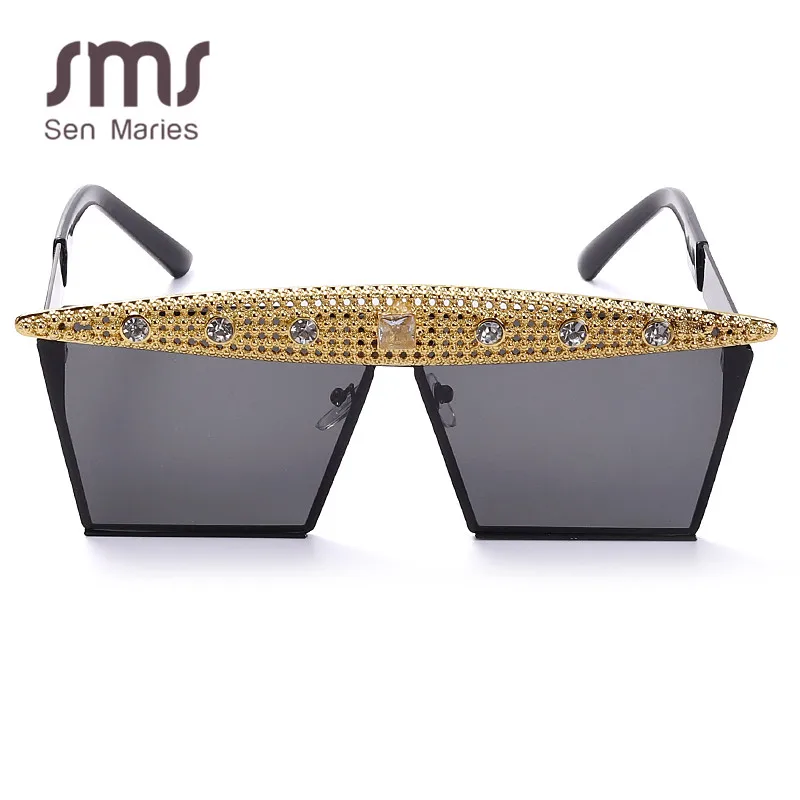 Модные квадратные солнцезащитные очки с цирконием стразы женские и мужские