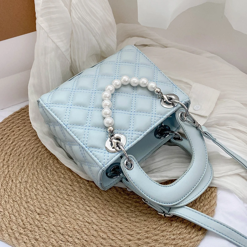 Элегантная женская маленькая сумка тоут с жемчугом Новинка лета 2021 качественная