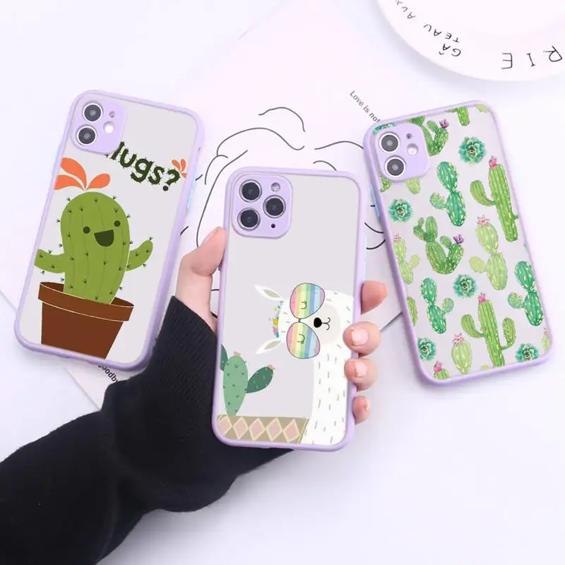 

Cactus Series Phone Case Transparent Matte For IPhone 7 8 11 12 S Mini Pro X XS XR MAX Plus Cover Shell