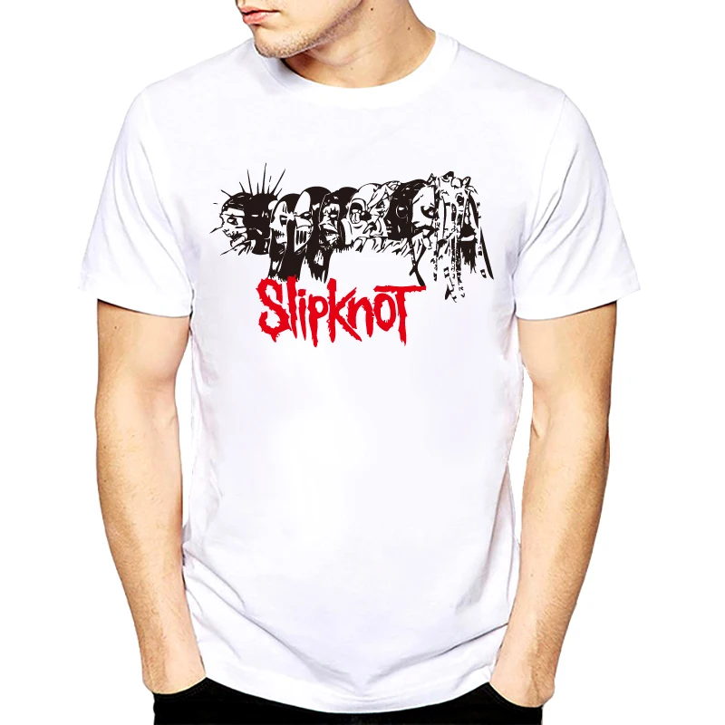 Rocksir футболка Летний стиль модная футболка Мужская рок-группа Slipknot принт футболка в стиле хип-хоп короткий рукав летние белые топы