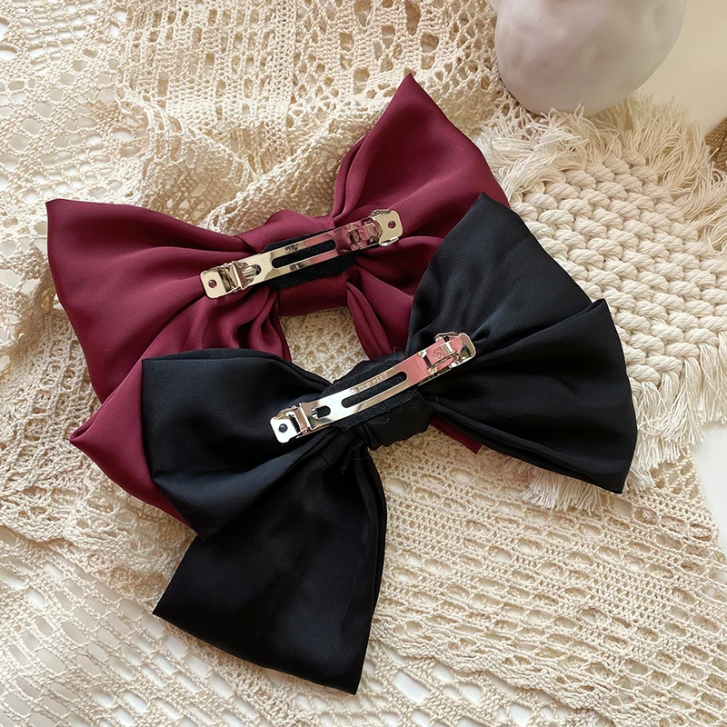 

4Pcs/set Cute Big Bow Hairpin Red Double Layer Ribbon Satin Bowknot Hair Clip Barrettes for Women Girl Hair Accessories