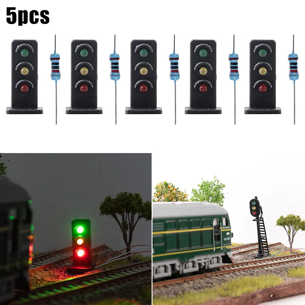 

5Pcs OO HO Gauge 27mm LEDs Made Green/Yellow/Red Dwarf Signals 3 Aspects Model Train Scenery Street Layout Sand Table Models