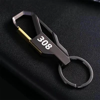 laser engraving style car keychain metal alloy buckle waist car key chain car logo key chain accessories for peugeot 308 2013 14
