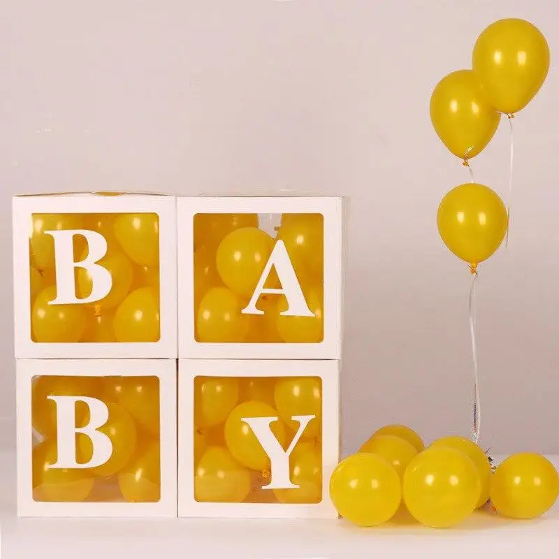 

4pcs/set DIY BABY LOVE Blocks Transparent Box for Latex Balloon Boy Girl Wedding Birthday Party Decoration Baby Shower Backdrop