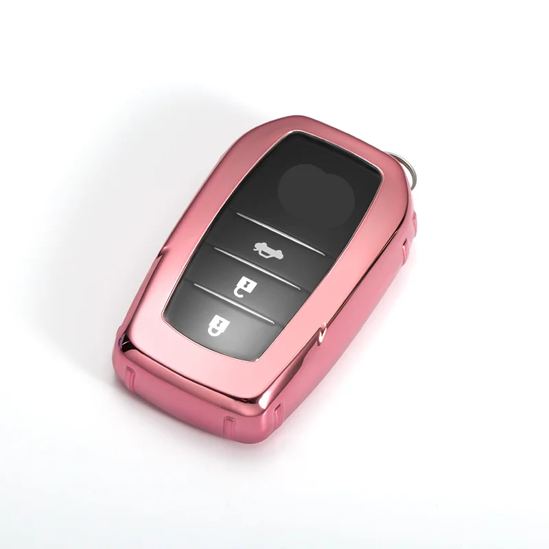 A-pink Прочный жесткий мягкий чехол для ключей автомобиля из ТПУ для Toyota Hilux Revo Innova Rav4 Fortuner, чехол для дистанционного ключа, автомобильные аксессуары, брелок - Название цвета: A-pink