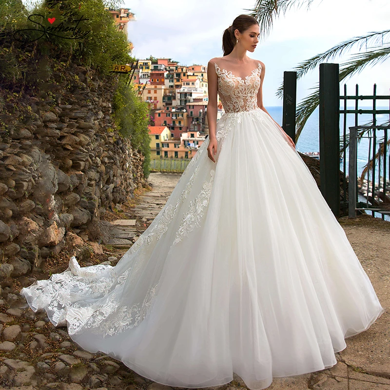 BAZIIINGAAA роскошное свадебное платье с v образным вырезом и открытыми плечами