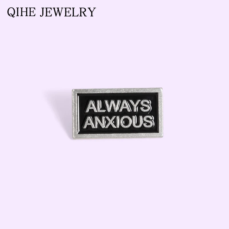 Простая бирка буквы всегда тревожная эмаль булавка пряжка металлический