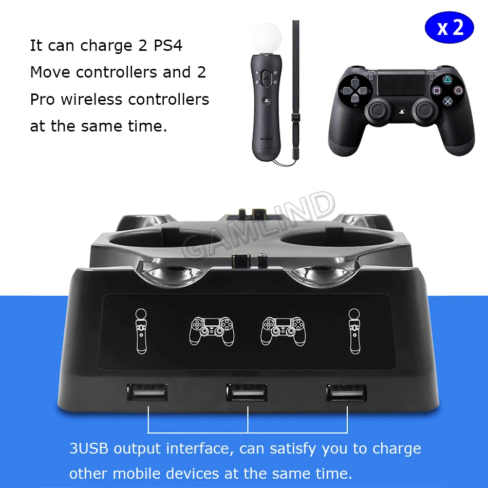 Newest PS4 PS Move VR PSVR Joystick Gamepad Charger Stand Controller Charging Dock for 4 Games Accessories | Электроника