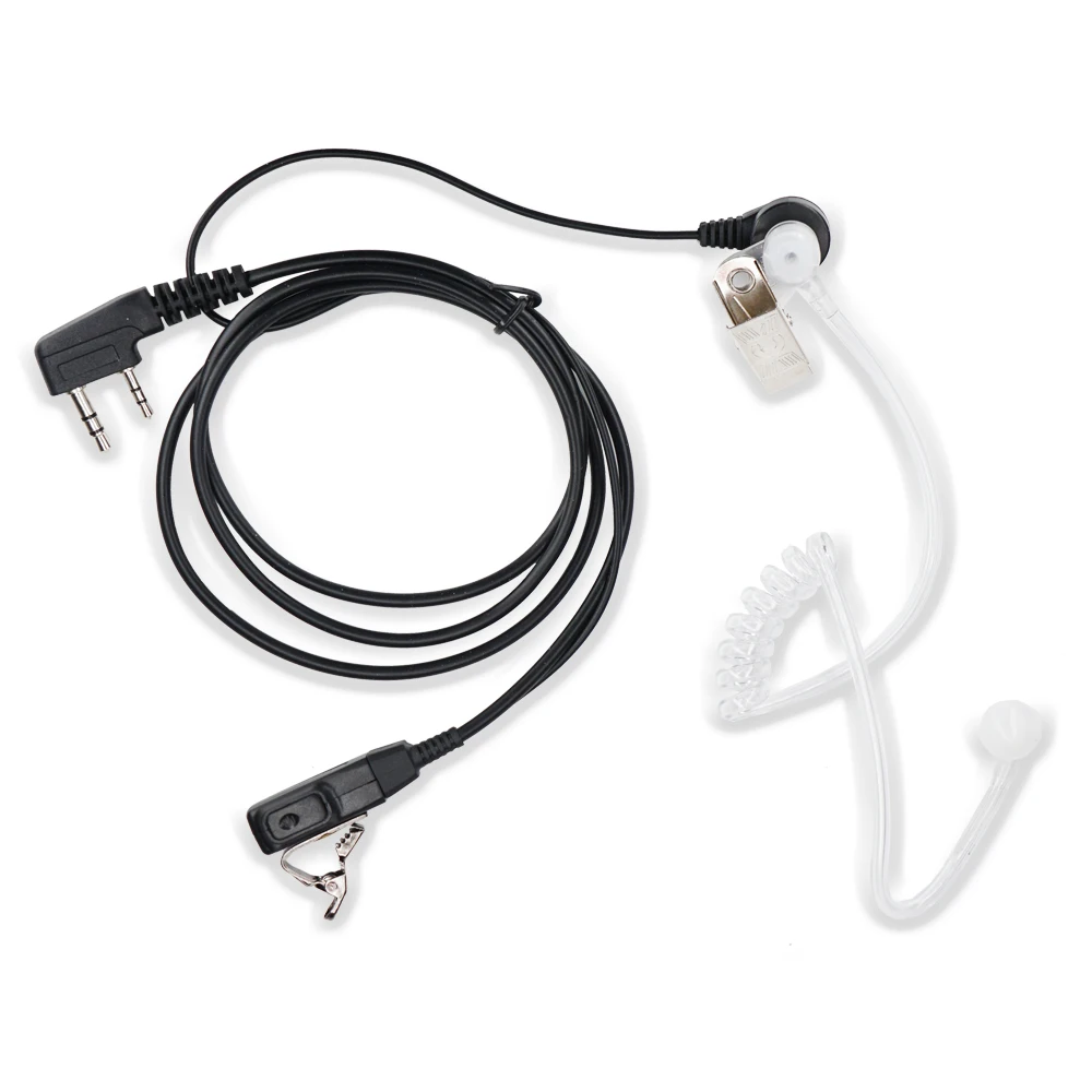 2 pin throat mic air acoustic tube headset fingure ptt microphone radio earphone for baofeng walkie talkie uv 82 uv 5r bf888s free global shipping