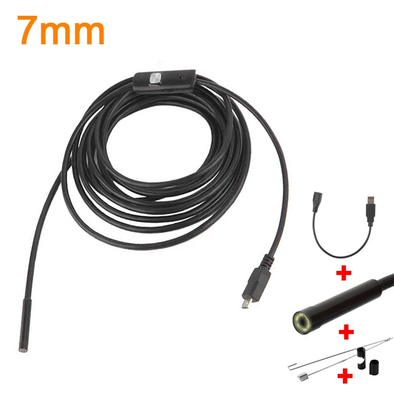 7mm Rovtop Endoscope USB Android Endoscope Camera Waterproof Inspection Borescope Flexible Camera 5.5mm 7mm for Android PC Notebook - Цвет: 7mm