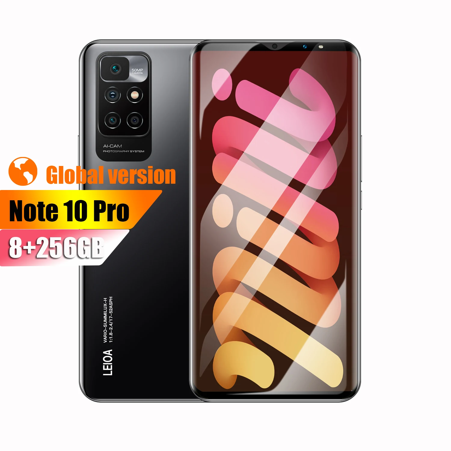 2022 new note10 pro android smartphone 8gb256gb mobile phone 4g5g network cellphone 2448mp 5000mah global version celulares free global shipping
