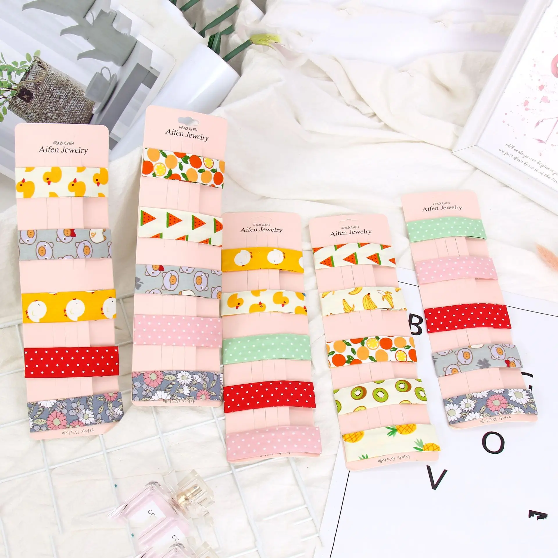 Зажим для волос детский с цветочным принтом тканевый зажим милые аксессуары