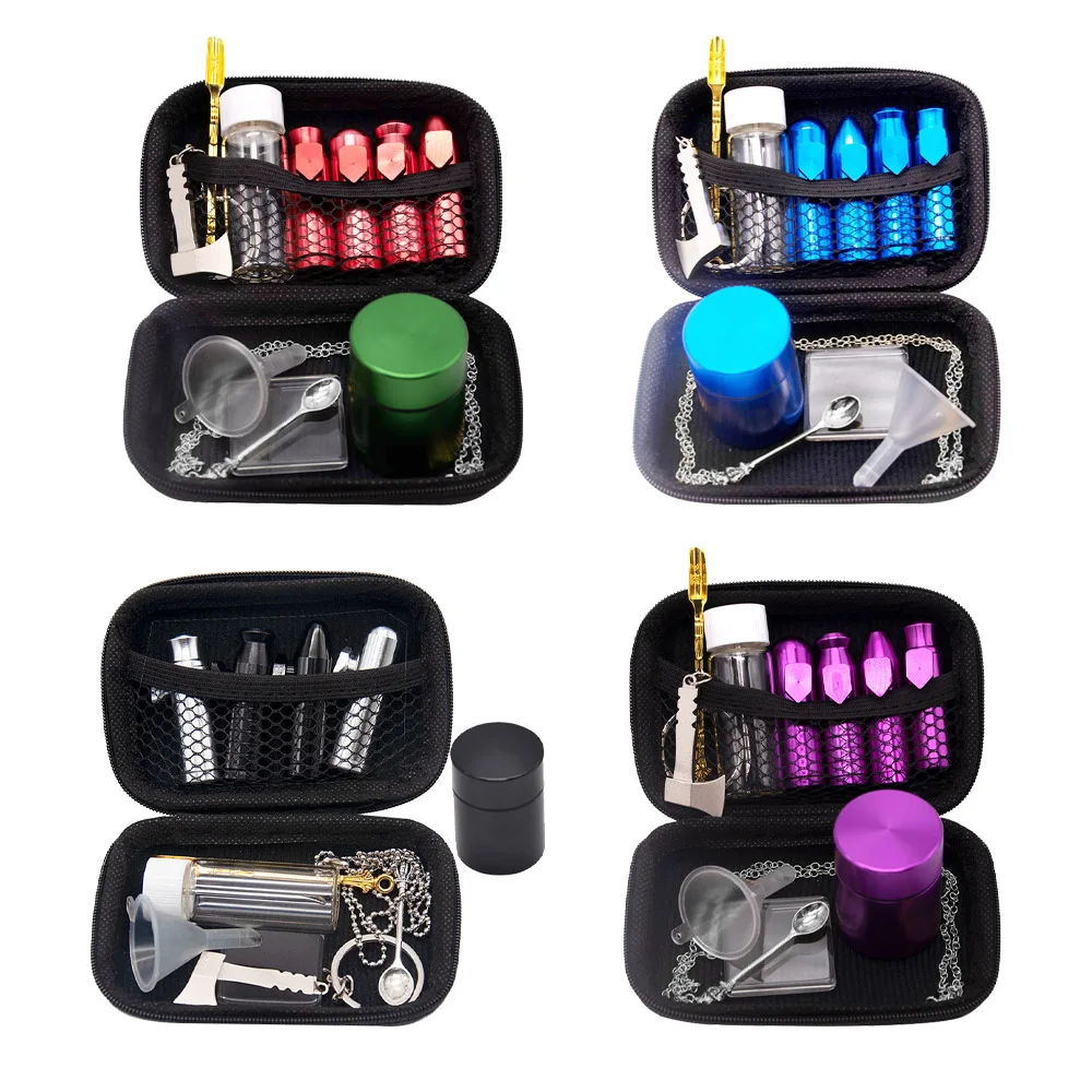 

GORDON Smoking Snuff Set Metal Bullet Sniffer Snuff + Smoke Dispenser Spoon + Storage Container Stash Jar + Plastic Funnel