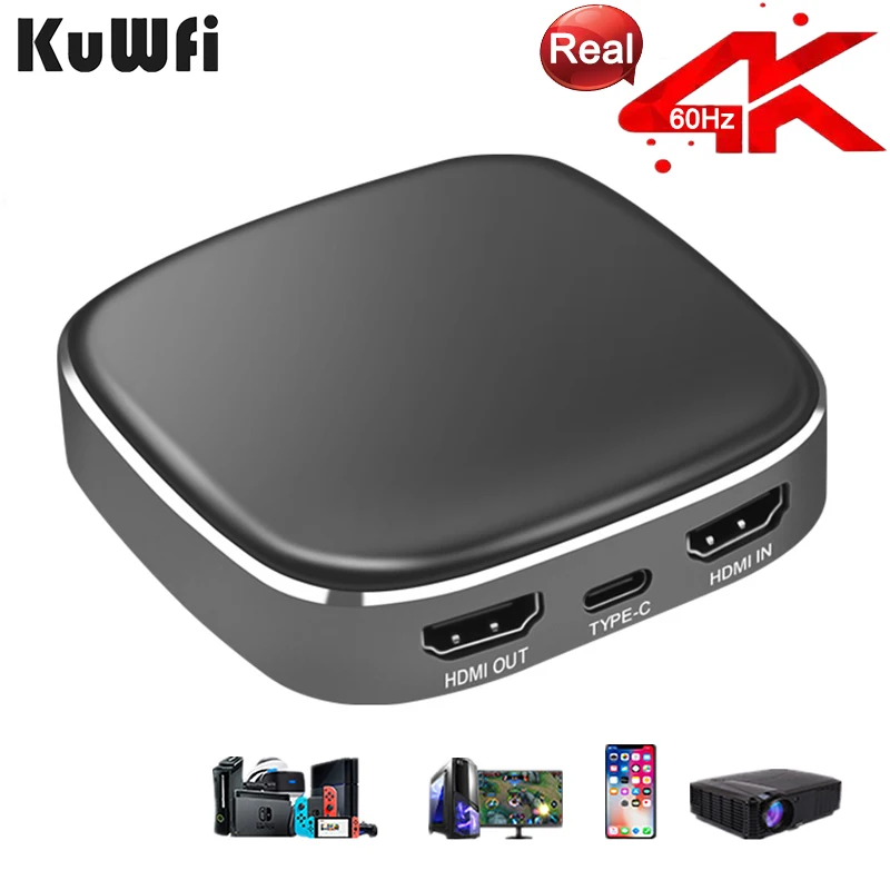 Устройство захвата видео KuWFi 4K60fps устройство Интерфейса Типа C для игр и потоковое