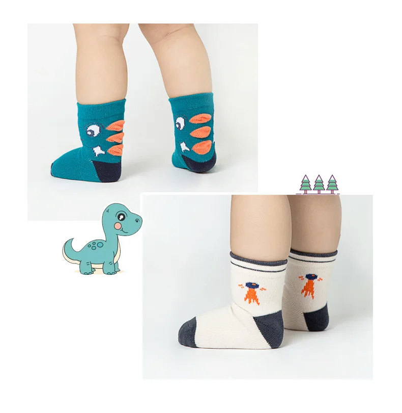 Quality 5 pairs/lot Cartoon Dinosaur Soft Summer Spring Autumn Thick Cotton Knit Baby Socks Kids Boy Newborn |