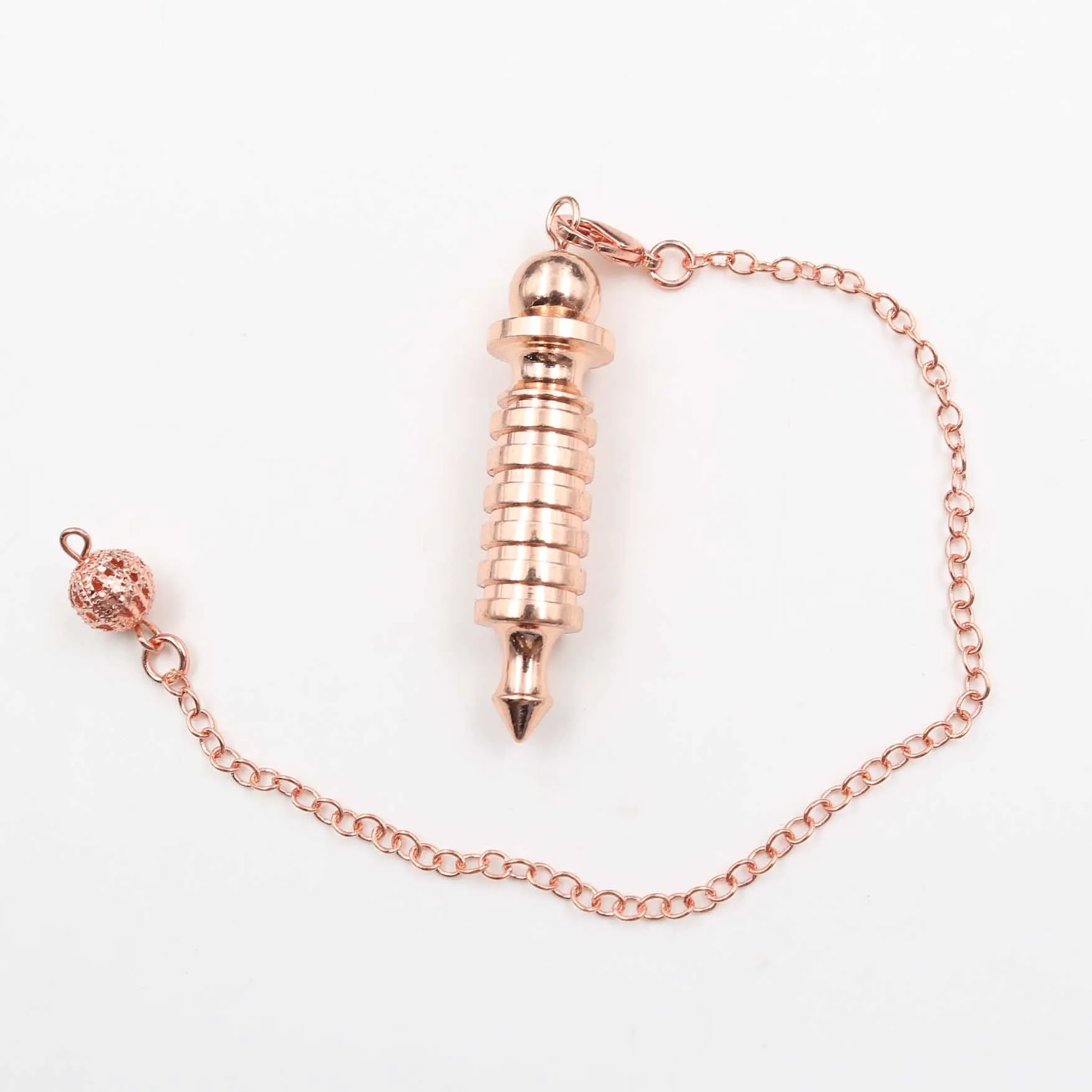 Rose Gold Маятник рейки металлический медный дюбинг исцеляющая Пирамида подвеска амулет чакра маятник хромированный Золотой амулет кулон точечный шар цепи - Окраска металла: Rose Gold